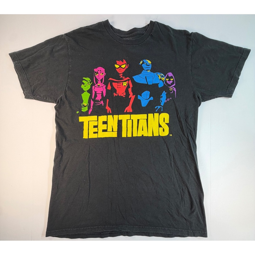 Teen Titans DC Comics Graphic T-Shirt Black Neon Characters 2013 Mens Large